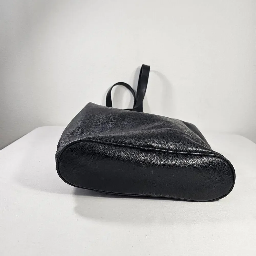 Germaine Monteil Paris Large Black Leather Tote Purse - Picture 7 of 13